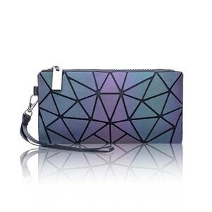 Harlermoon Luminous Geometric Pattern Clutch/Wristlet - Purple and Blue